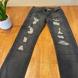 Mens‎  Buckle Black Distressed - Slim straight Black Jeans Size 30X 30